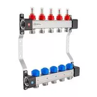 Коллектор из нержавеющей стали KAN-therm InoxFlow UFS с вентилями для сервоприводов и расходомерами
