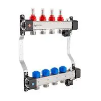 Коллектор из нержавеющей стали KAN-therm InoxFlow UFST  расходомерами и вентилями для сервоприводов, а также с воздуховыпускной секцией