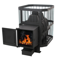 Печь банная чугунная "СИБИРЬ-24" с универсальной чугунной топочной дверкой (Сетка)